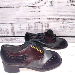 Robinson Crusoe Kids Vintage 1960's Dress Shoe size 11.5D Gray Brown & Black‎